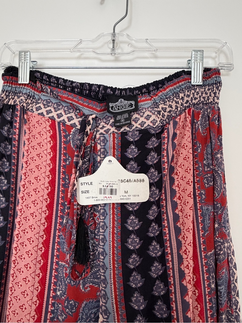 Angie Red and Navy Patterned Wide-Leg Pants - Picture 3 of 3